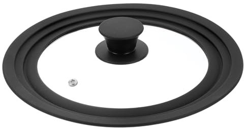 sourcing map 1Pcs Universal Lid for Pot Fit 8, 8.5, 9.5 Inch Diameter Cookware, Replacement Pan Lids with Heat Resistant Silicone Rim, Steam Vent Pan Lid for Pots, Frying Pans, Skillets, Black