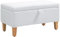 HOMCOM 30L Linen Storage Ottoman Padded Footstool with Rubberwood Legs for Storage Box, Bed End, Shoe Bench, Seating, Cream White