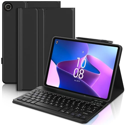 SENGBIRCH Custodia con Tastiera per Lenovo Tab M10 Plus (3rd Generazione) 10.6 2022, Cover con Tastiera Layout Italiano Rimovibile Magnetica Wireless Bluetooth per Lenovo M10 Plus, Nero