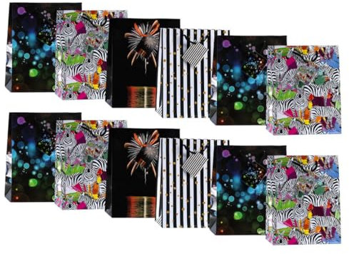 Laro Medium Geschenktüten 10-100 Stk Medium, Anzahl:96, Muster Tüten:Zebra Glam