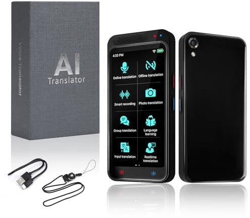 WingFly Sprachübersetzer Gerät, 138 Sprachen Intelligenter AI Übersetzungsgerät mit 5 Zoll Bildschirm, Unterstützt WLAN/Hotspot/Foto/Offline-Übersetzung und Sofortige Zwei Wege-Übersetzung