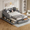 WIZBED Funktionsbett - Bett mit Schubladen - Doppelbett 140 x 200 cm - Nachttisch - Stauschrank- Sofabank-massivholz Stauraumbett - Inkl Lattenrost - Kombi-Bett, ohne Matratze (Grau, 140x200)