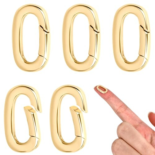 DIPZO 5Pcs 18K Jewellery Clasps and Closures – Spring Ring Necklace Shortener, Bracelet Clasps Extender Clips for Chain Fasteners and Jewellery Making, Gold