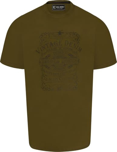 Kam Jeanswear Mens Vintage Denim Graphic Print SS T-Shirt - Green