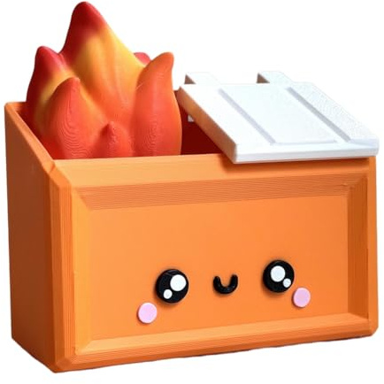 Pqahffowr 3D Printed Dumpster Fire Desktop Figurine Fun Accessory Ornament Dumpster Fire Pen Holder Gag Gift B