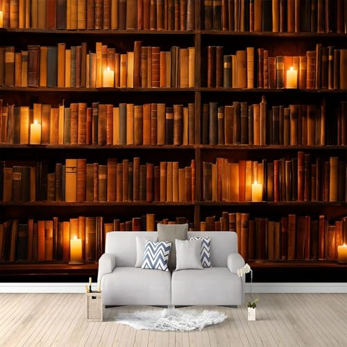 Wallpaper Murals Bookshelf Ancient Books 500x280 cm Modern Art HD Poster Mural 3D Photo Wallpaper, Living Room Bedroom Home Office Backdrop Wall Decor