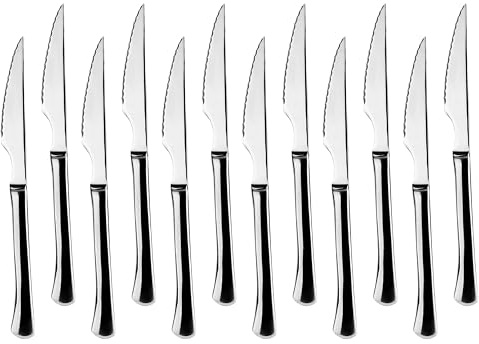 Lacor - JAY - 12001001 - Pack de 12 Cuchillos Chuleteros, Colección Basic | En acero inoxidable, para un uso práctico y profesional en cocina; ideal para cocina profesional y uso diario en casa