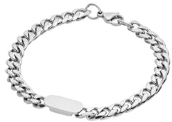 Purelei Plate Armband Herren – wasserfest | Panzerketten-Armband mit polierter Plate aus Edelstahl & 14K Vergoldung | Maskulines Everyday-Piece mit klarer Linie