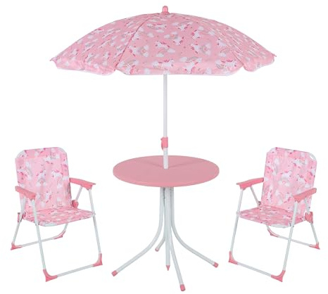Relaxdays Camping Kindersitzgruppe, Einhorn Motiv, rosa