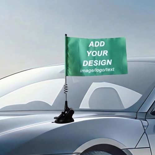 Drapeau de voiture personnalisé avec ventouse pour voiture, moto, SUV, camion, bateau et autres véhicules (Style 1)