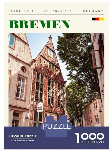 1000-Teile-Puzzle Für Teenager Bremen Germany Travel Art Puzzle Für Erwachsene DIY-Spielzeug Schwierige Herausforderung Fördert Das Gehirntraining 70x50cm/1000pcs