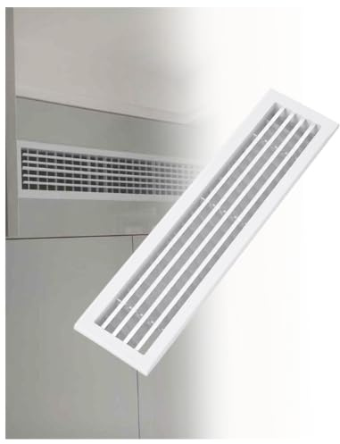Rejilla de ventilación de doble piso ABS, rejilla de aire de techo lineal con marco de 2,5 cm(Milk,60x20 cm)