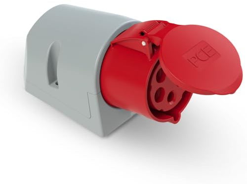 PCE 115-6tt CEE-Wandsteckdose 16A 5p 6h IP44 TT - Rot Aufputz CEE-Dose | Industriesteckdose aus PA6 Kunststoff - Spritzwassergeschützt IP44 - Schraublose Turbo Terminal Anschlusstechnik