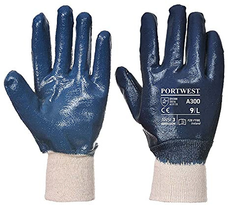 Portwest A300 Handschuhe Polyester Atmungsaktiv Strapazierfähig Ölbeständig | Marine, L, EN 388 (4111X), EN ISO 21420 Fingerfertigkeit 5, Bau, Mechaniker