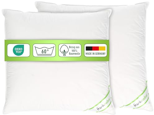 franknatur 2X Kopfkissen 80x80 Kissen 50% Gänsedaunen Daunenkissen Cindy | weiches Seitenschläferkissen, Füllung Gänsedaunen und Federn Klasse 1, Bezug 100% Baumwolle, waschbar, Oeko-TEX