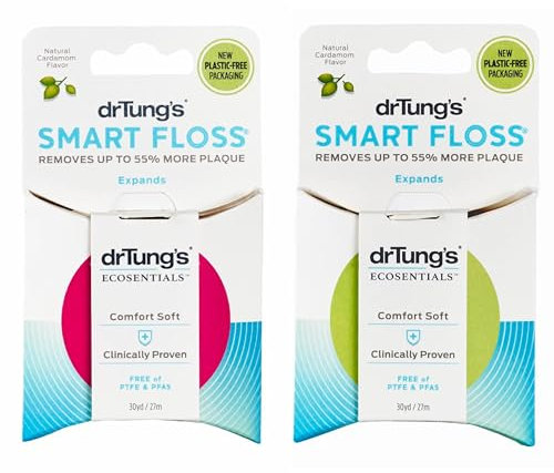 Dr. Tung's Smart Floss, 30 m, sapore di cardamomo naturale 1 ea colori possono variare (confezione da 2)