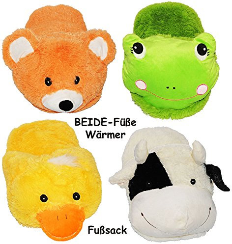 alles-meine.de GmbH 1 Stück Fußsack/Fußwärmer/XXL Pantoffel - lustige Tiere - für BEIDE Füße ZUSAMMEN - ohne Strom - für ALLE GRÖSSEN & SUPERWARM - Fußsack für superwar..
