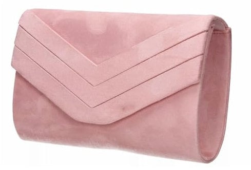 LeahWard Women's Faux Suede Leather Clutch Bag Wedding Bridal Prom Handbags 809 (Pink)