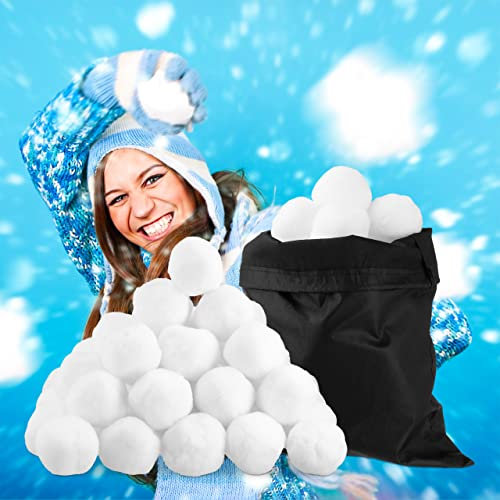 Relaxdays Künstliche Schneebälle, 50 St., Winter Deko, f. Indoor Schneeballschlacht, Stoffbälle, Kindergeburtstag, weiß