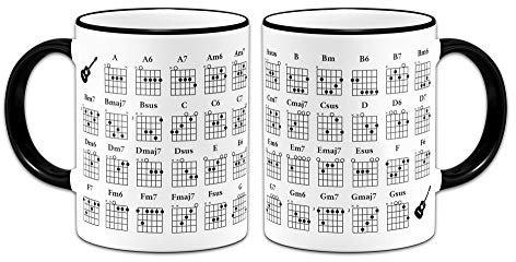 Guitar Chords - Gift Mug + Black Rim & Handle