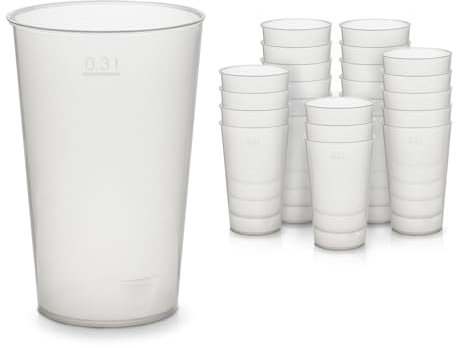 Octopus 25x Mehrwegbecher 300ml, Plastikbecher aus bruchsicherem Kunststoff, Plastik Trinkbecher für Party und Event