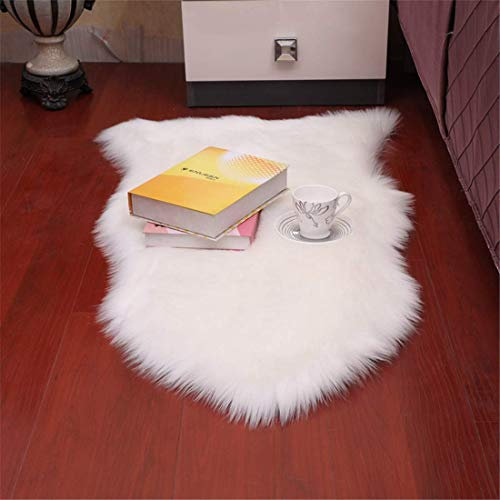 Faux Lammfellimitat Teppich Longhair Fell Optik Nachahmung Wolle Bettvorleger Sofa Matte (Weiß,60 * 180cm)