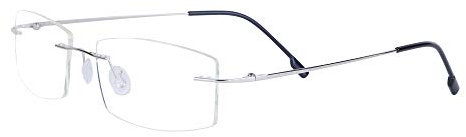 Lesebrille Randlos +1.5 für Damen Herren Ultraleicht Rahmen mit Brillenetuis, Silber +1.5 (50-54 Jahre)