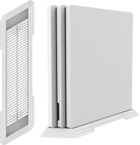KlsyChry Soporte Vertical PS4 Pro para Playstation 4 Pro con ventilaciones de enfriamiento incorporadas y pies Antideslizantes (Blanco)