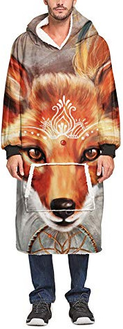 Mateju Kapuzenpullover Decke mit Kapuze, 3D Übergroße Hoodie Sweatshirt Tragbare Decke Hoodie Fronttasche Ultra Plüsch Pullover Weiche Warme