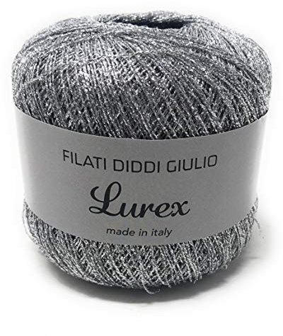 Chicca Tutto Moda Gomitolo Lurex spiralato lamè FDG Alta qualità Made in Italy Vari Colori per Uncinetto, Pietre Cristalli (Argento)