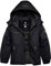 GEMYSE Jungen Winterjacke Outdoor Wasserdicht Winddicht Skijacke mit Kapuze und Fleece (Schwarz,128-134)