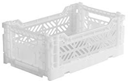 Ay-Kasa Klappkiste, stabile Faltkiste aus Kunststoff, stapelbar, White, Mini (27x17x11cm)