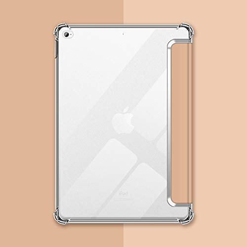 VAGHVEO iPad Mini 4/5 7.9 Inch Case, Flexible Soft Transparent TPU Protective Shockproof Back Cover, Tri-fold Stand Smart Shell Resistant Clear Cases for Apple iPad Mini 4 & iPad Mini 5 Tablet, Gold