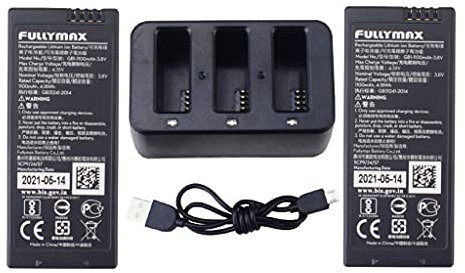 ZYGY Parts 2pcs 3.8V 1100mAh Black Lipo Battery with 3 in 1 Charger for TELLO Quadcopter RC Drone