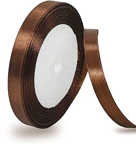 Satinband Braun 10mm, 22 Meters Dekoration Geschenkband breit Schleifenband, Stoffband für Hochzeit, Taufe und Geburtstag Geschenke