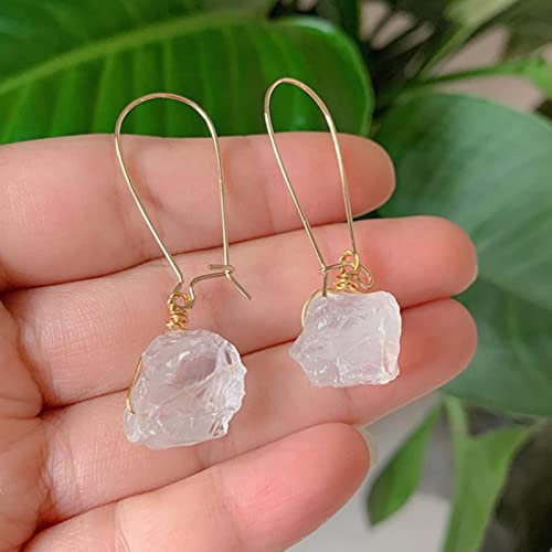 DOOLY Roher Mineralstein Bergkristall Ohrringe Natürliche Amethyste Lapis Fluorit Citrine Rosa Quarz Ohrringe Heilung
