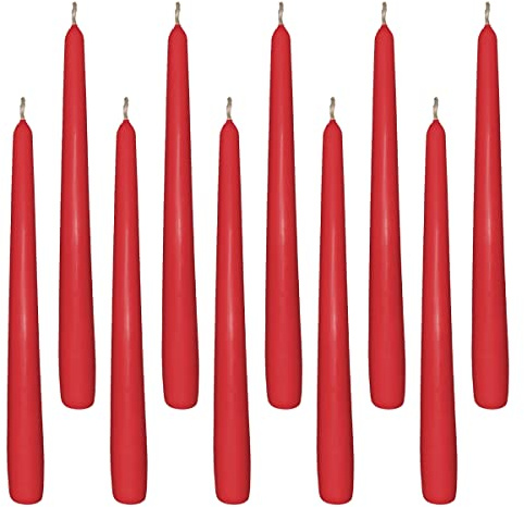 10 Spitzkerzen rot 23,5 x 245 mm