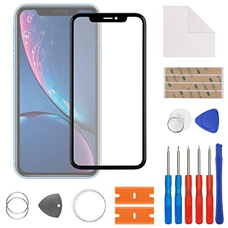 SwarKing Frontglas Außenglas Outer Screen Lens Display Glass Ersatz Kompatibel mit iPhone XR mit Reparatur Set