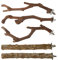 Vogel-Ständer aus natürlichem Holz, für Papageien, 3 Sitzstangen aus Traubenholz, 2 Ständer, Pfotenabdrücke, Gabel, Kaustab für Nymphensittiche, kleine Vögel, 5 Stück