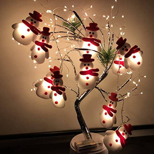 Weihnachts dekoration Lichterketten Schneemann Lichterketten, 20 LED Lichterketten Batteriebetrieben für Weihnachtsbaum Hausgarten Schlafzimmer Innen- oder Außenbereich Partydekoration, 3 Meter