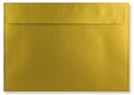 C5 Coloured Envelopes for A5 Greeting Cards Wedding Invitations & Crafts (162x229mm) Pack of 40 (Metallic Gold Peel & Seal)