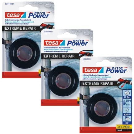 tesa Extra Power Extreme Repair - Nastro di riparazione autosaldante in silicone, 3 x 2,5 m, 19 mm, colore: Nero