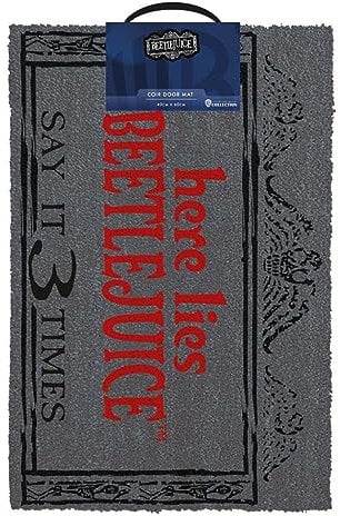 Beetlejuice Door Mat (Here Lies Design) Coir Doormat, Outside and Inside Door Mat 40cm x 60cm - Official Merchandise