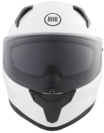 BHR Casco Integrale Moto con Doppia Visiera 831 ROCKET, Casco Moto Integrale Omologato ECE 22.06 con Schermo Parasole, Casco Uomo/Donna, Bianco, S