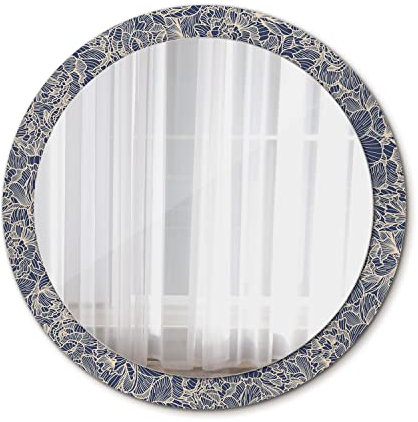 Tulup Espejo Impreso Bonito Diseno Ø 90 cm Cristal Redondo - Flores