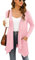 Yommay Strickjacken für Damen Elegante Langarm Damen Lässig Licht Cardigan High Low Saum mit Taschen,Rosa,Groß