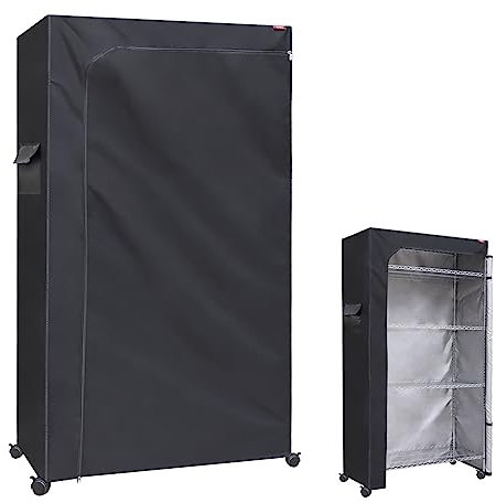 ZYSUOR Regalabdeckung, Drahtregal, Staubschutz, 48 x 18 x 72 cm, das Zwei-Wege-Reißverschluss-Design kann für einfachen Zugang geöffnet werden (keine Regale, schwarz)