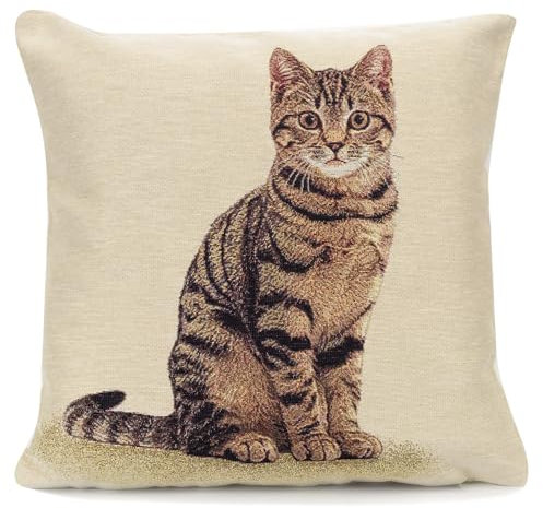 MG Kissenbezug Gobelin Katze Zierbezug Sofakissen Jacquard 42 x 42 cm Mehrfarbig Quadratisch 1 Stück Wohnzimmer, Schlafzimmer, Küche, Kinderzimmer, Garten und als Geschenk für verschiedene Anlässe