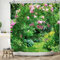 ASDCXZ Garden Shower Curtain 180x200 cm, Spring Garden Outdoor Rose Flowers Green Leaves Sunshine Bath Washable Shower Curtains Polyester Textile Waterproof Bath Curtain for Bathtub with 12 Hooks