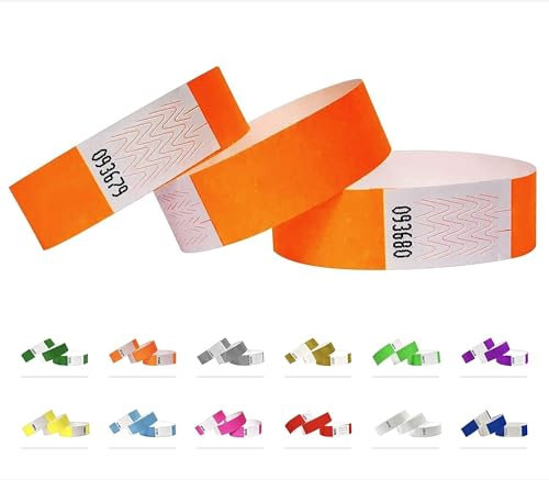 Bracelets d'identification Tyvek 19 mm, 5000 pièces, Bracelets événementiels (Neon Orange, 5000 Pack)